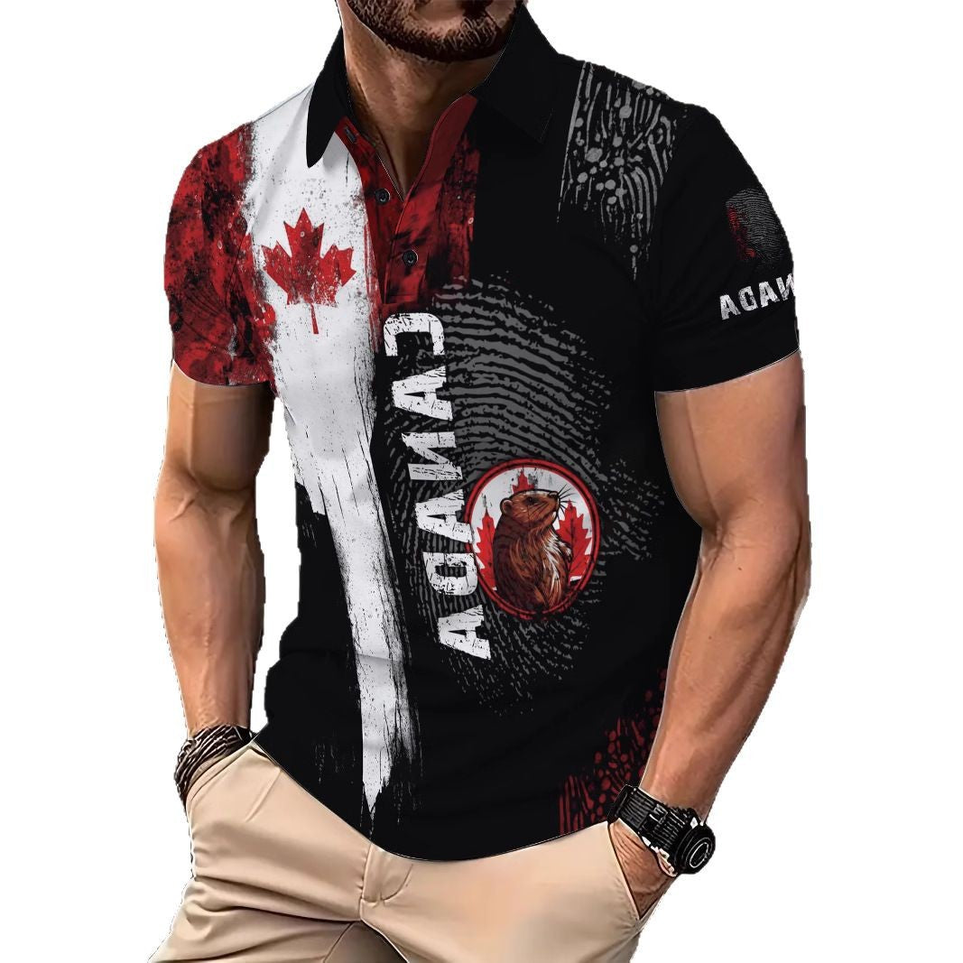 Herren Poloshirt mit kreativem Kanada-Motiv Echoarchiv