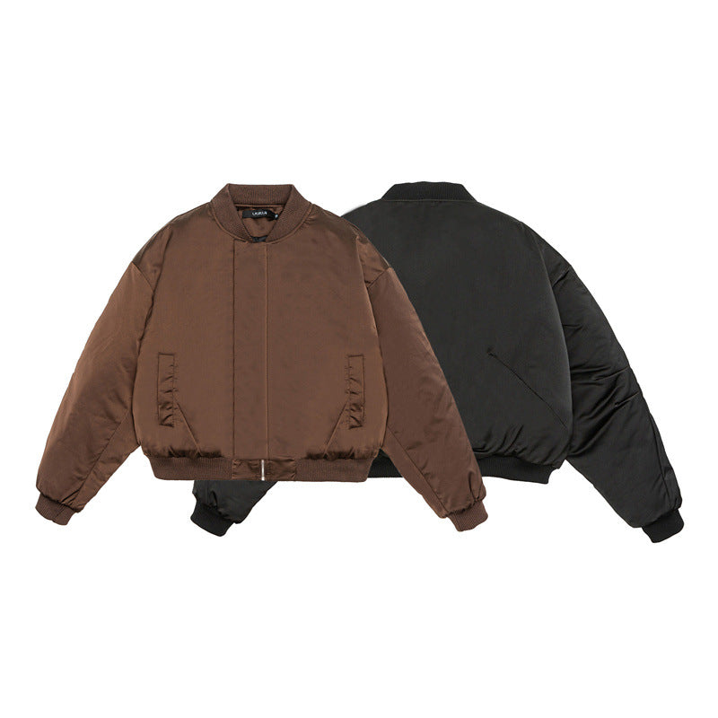 Unisex Kurz geschnittener Boxy-Puffer-Bomber mit minimalistischer Frontblende Echoarchiv