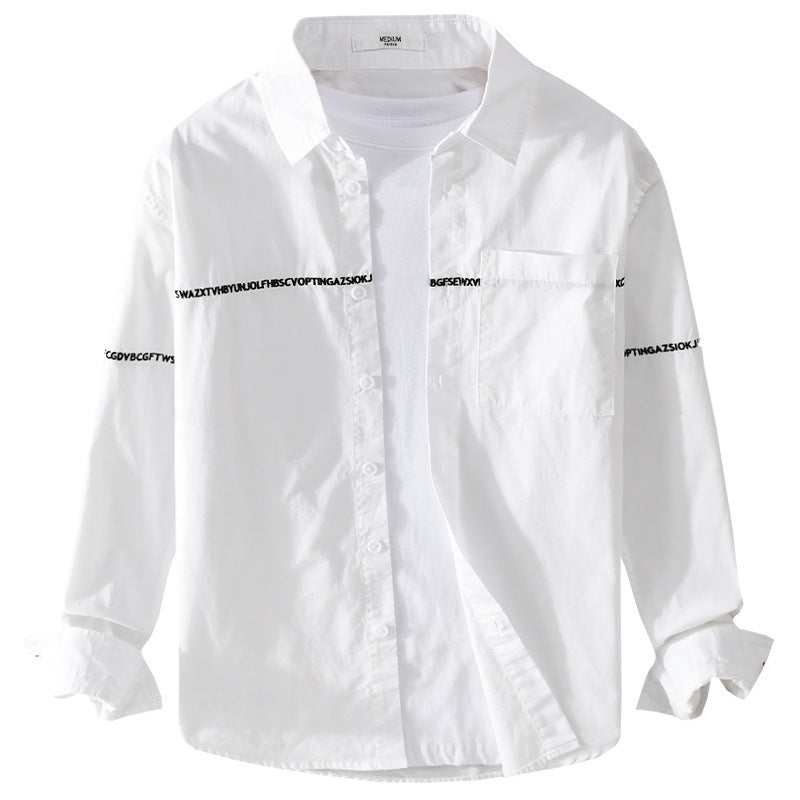 Herren Langarm-Hemd im Overshirt-Stil mit eingearbeitetem Schriftband und Brusttasche Echoarchiv