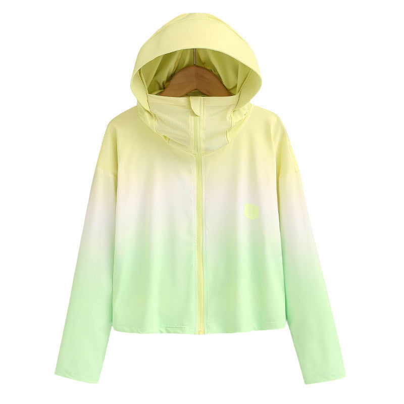Damen nan ultraleichte Sonnenschutz-Hoodie mit Ombre-Verlauf und kurzem Schnitt Echo Archiv
