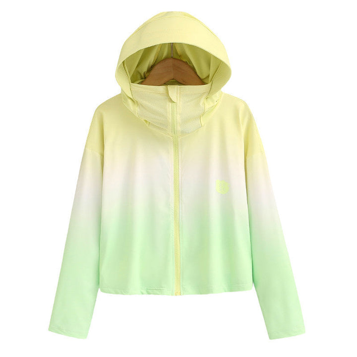 Damen nan ultraleichte Sonnenschutz-Hoodie mit Ombre-Verlauf und kurzem Schnitt Echo Archiv