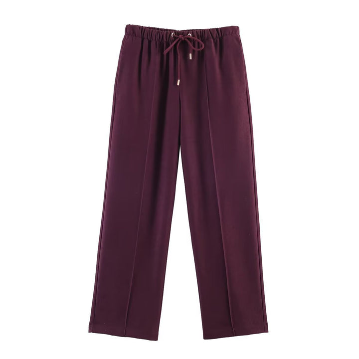 Damen Weite Highwaist-Hose mit Kordelzug, Bügelfalte und fließender Stoffqualität Echo Archiv
