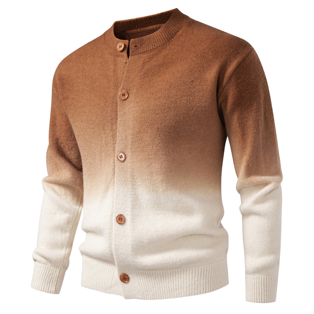Herren Feiner Button-Cardigan mit Ombre-Farbverlauf und Stehkragen Echo Archiv