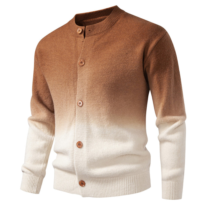 Herren Feiner Button-Cardigan mit Ombre-Farbverlauf und Stehkragen Echo Archiv