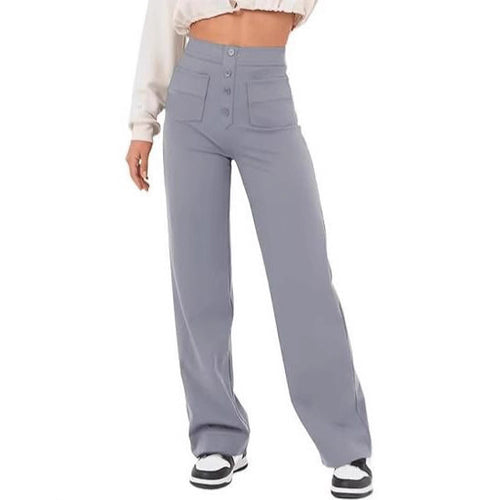 Damen Hochtaillierte weite Hose mit Knopfleiste und aufgesetzten Taschen Echo Archiv