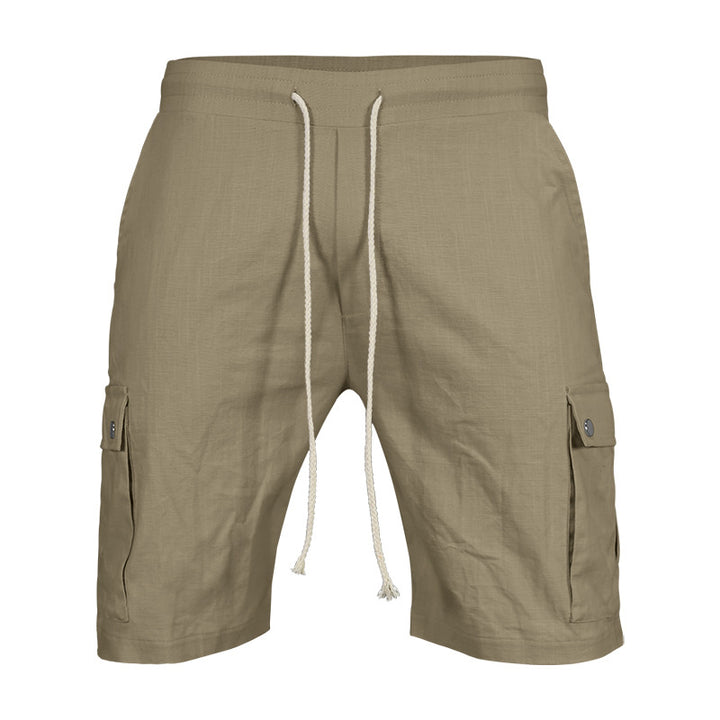 Herren lässige Cargo-Shorts aus leichtem Leinenstoff mit elastischem Bund Echoarchiv