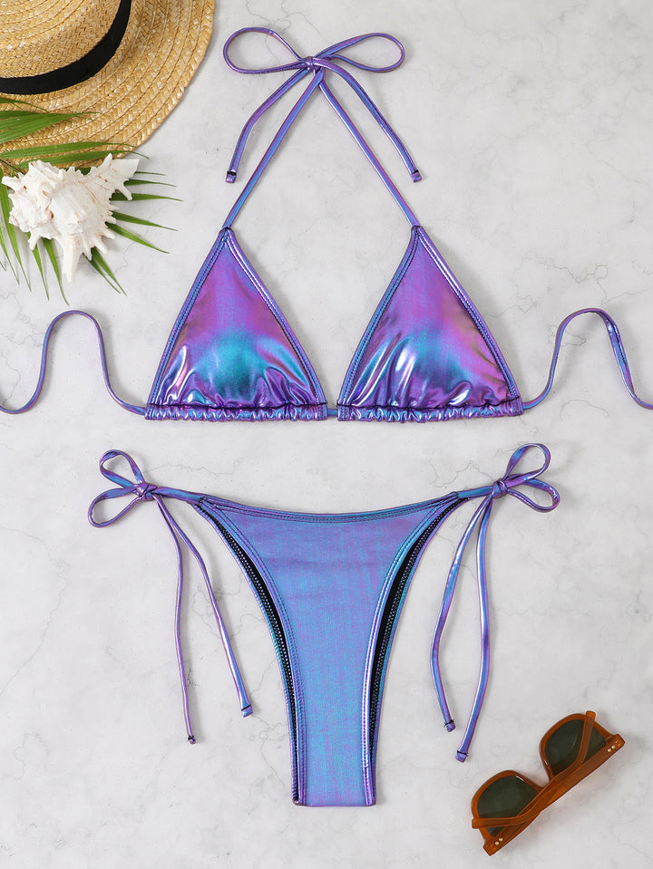 Damen Glänzendes Triangel-Bikini-Set Echo Archiv