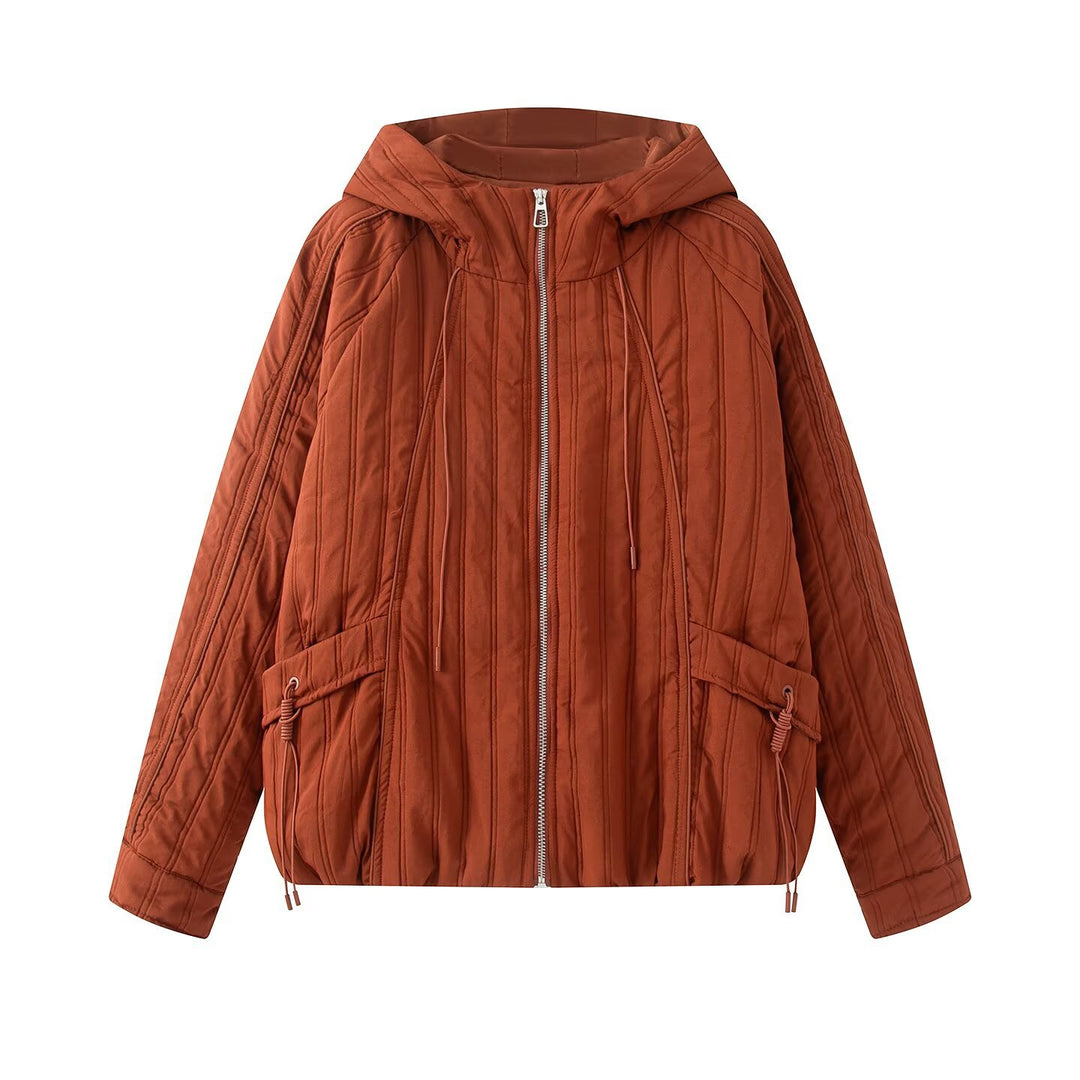 Damen Steppjacke mit Kapuze, Tunnelzug und weitem Schnitt Echoarchiv