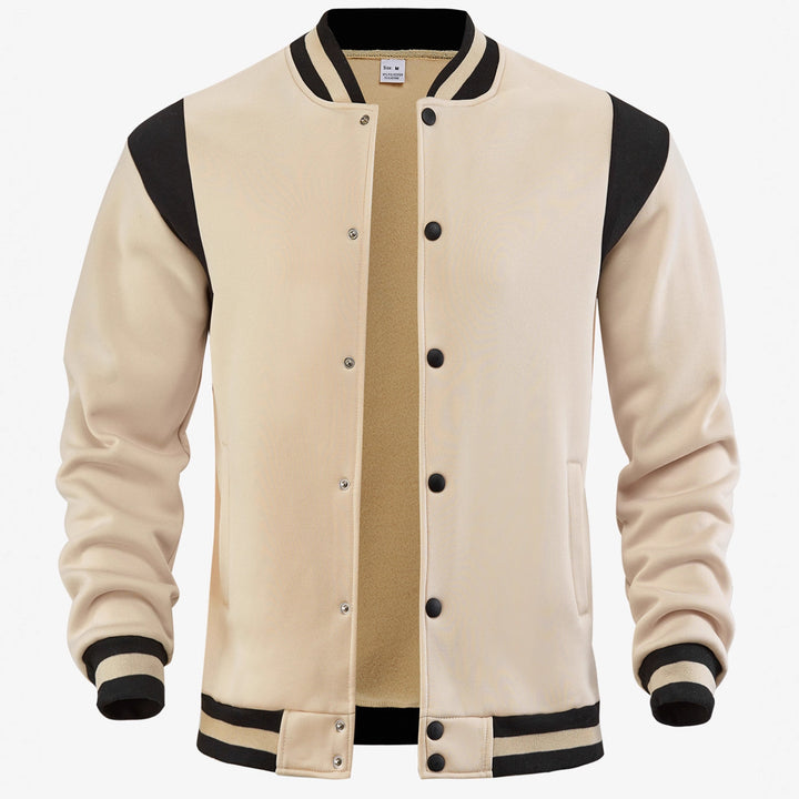 Herren lässige Collegejacke mit Druckknöpfen und elastischen Bündchen Echoarchiv
