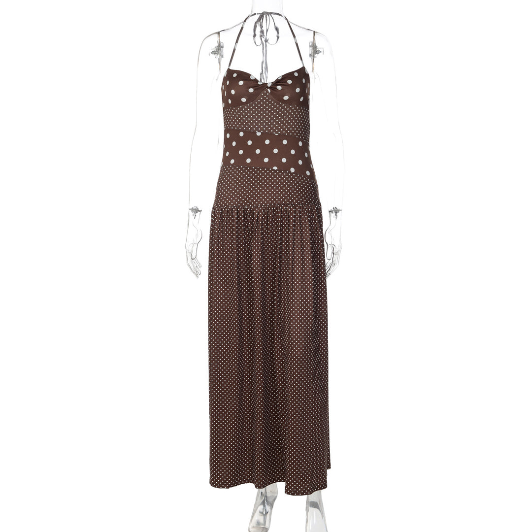 Damen Maxikleid mit verspielten Polka-Dots und schickem Halterdesign Echo Archiv