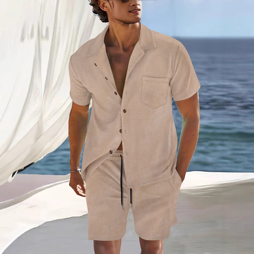 Herren lässiges Kurzarmhemd mit passenden Shorts Echoarchiv