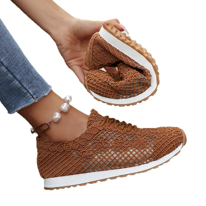 Damen nan atmungsaktive Strick-Run-Sneaker mit gehäkeltem Obermaterial, gepolstertem Komfortfußbett und rutschfester Gummilaufsohle Echo Archiv