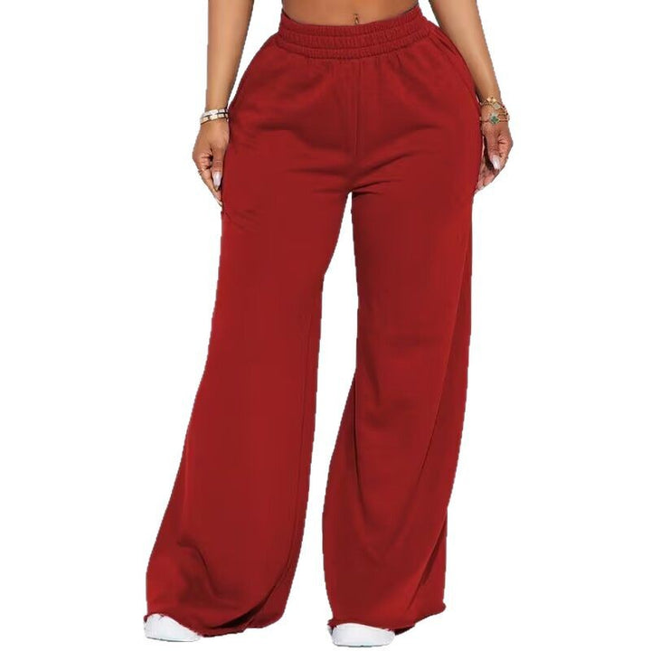 Damen weite Highwaist Palazzo-Loungehose mit doppelt gerafftem Komfortbund und fließender Wide‑Leg-Silhouette – Avélisse