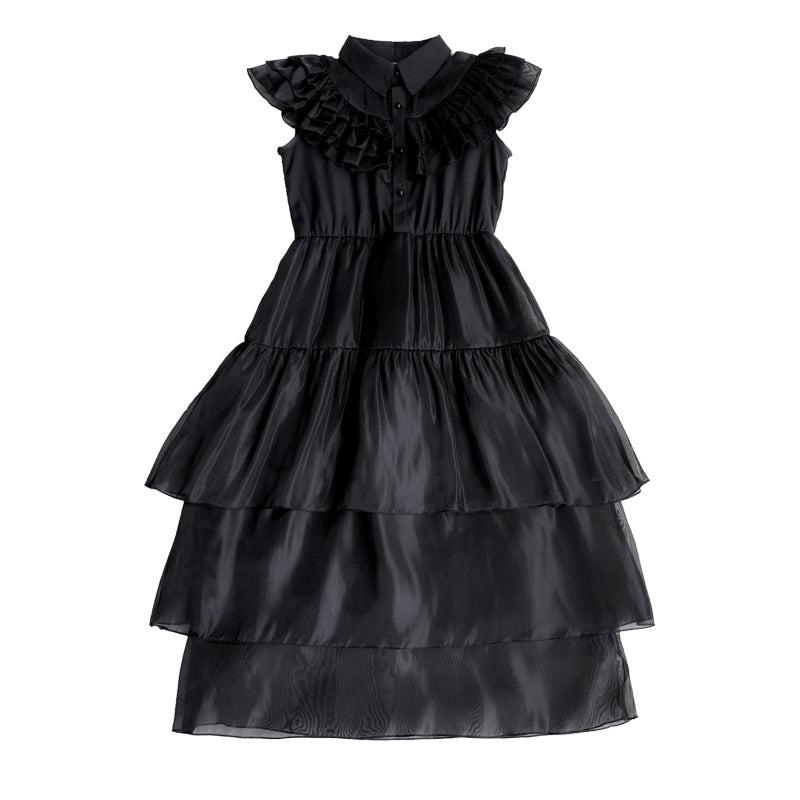 Damen Elegantes Maxi-Kleid mit voluminösen Rüschen und Taillengürtel Echo Archiv