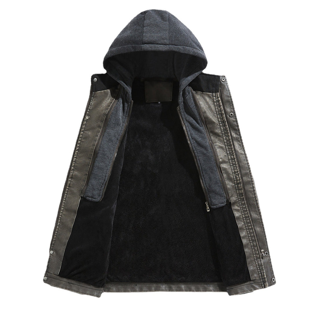 Herren Kunstlederjacke mit versteckter Kapuze Echoarchiv