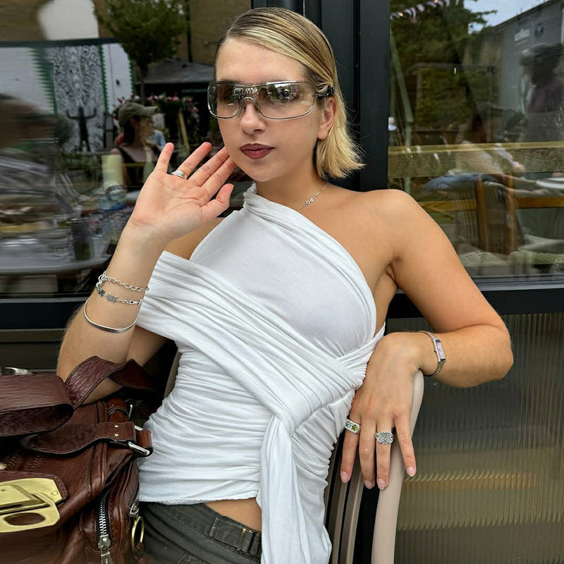 Damen Elegantes Wickeloberteil mit asymmetrischem Schnitt Echo Archiv