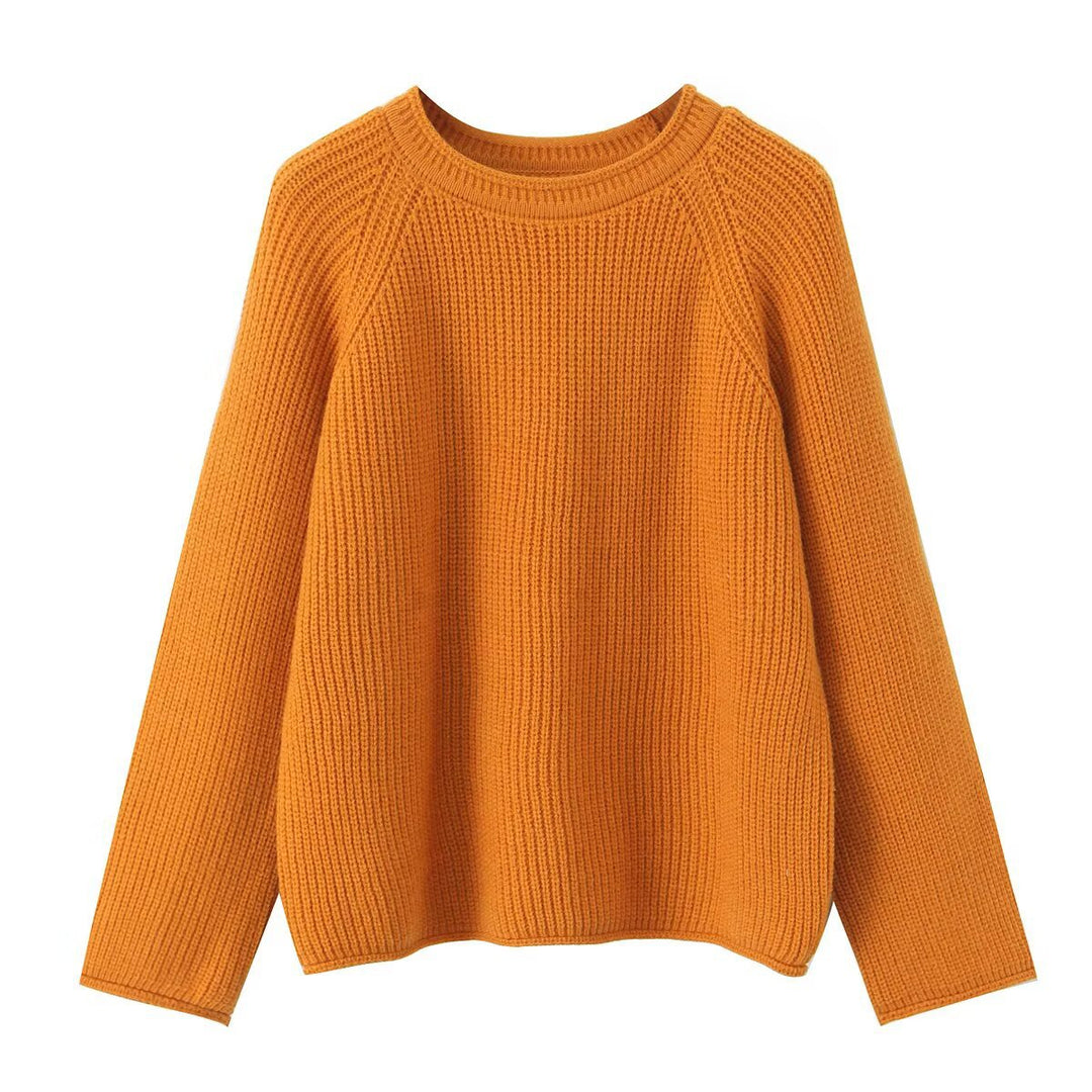 Damen Grobgestrickter Rundhals-Pullover mit Raglanärmeln Echoarchiv