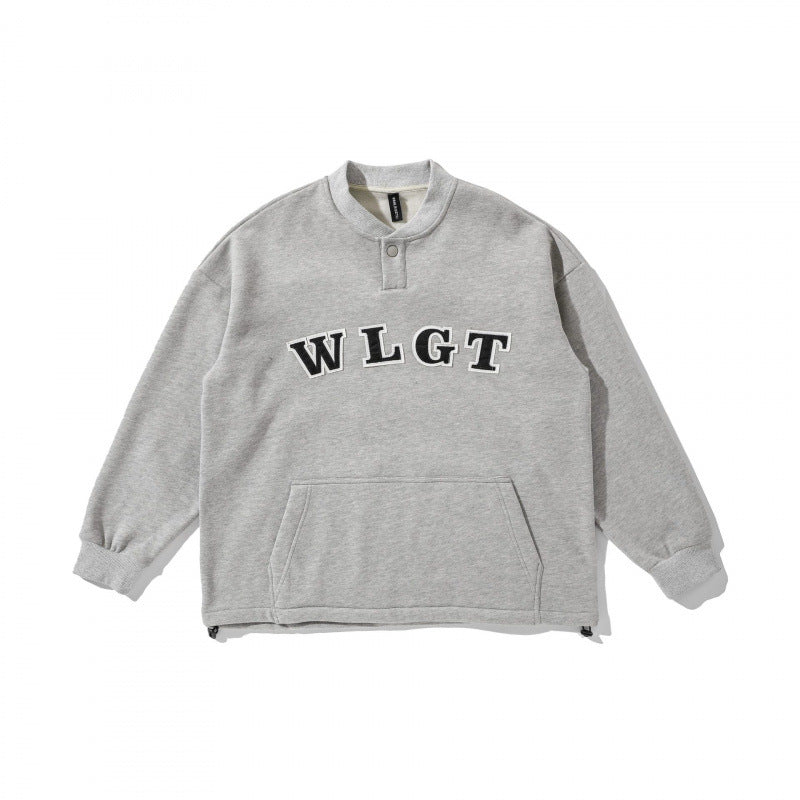 Unisex Oversize-Sweatshirt mit Henley-Knopfleiste, Kängurutasche und Tunnelzugsaum Echo Archiv