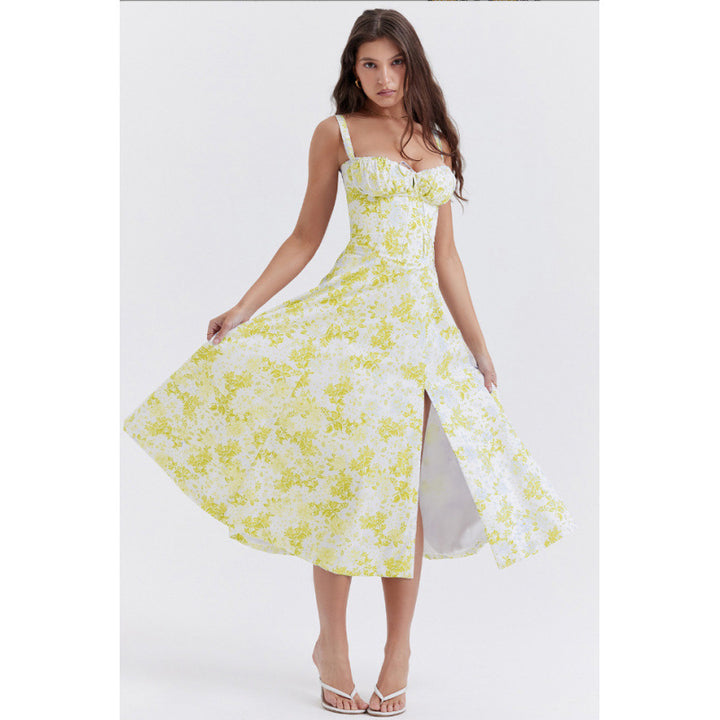 Damen Maxikleid mit floralem Design und elegantem Schlitz Echo Archiv