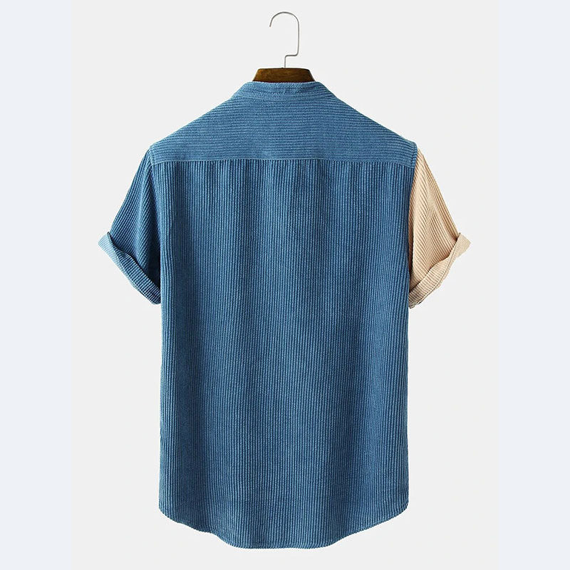 Herren Kurzarm Hemd mit strukturiertem Design und Knopfleiste Echoarchiv