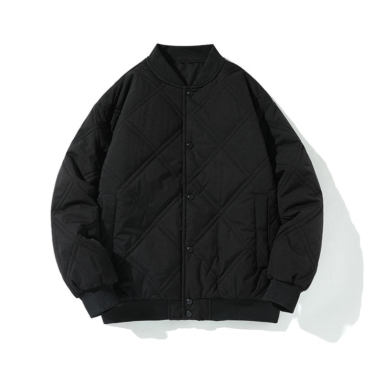 Herren gesteppte College Varsity Jacke mit Diamantsteppung, Druckknopfverschluss und gerippten Bündchen – Taviero