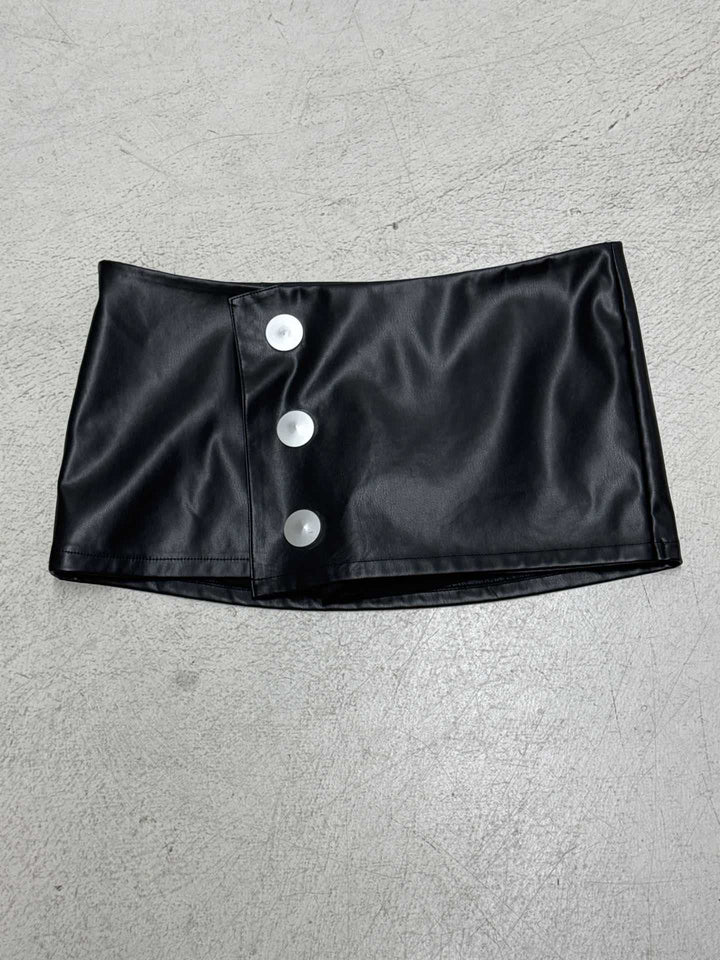 Damen Minirock aus Kunstleder mit Knopfdetails Echo Archiv