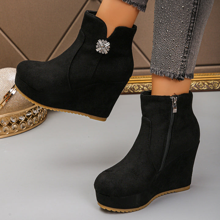 Damen Wedge-Stiefeletten mit Glamourösen Verzierungen – Varelle