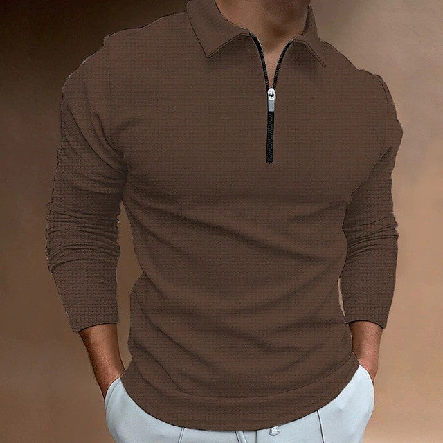 Herren Sportliches Langarmpoloshirt mit modernem Reißverschluss Echoarchiv