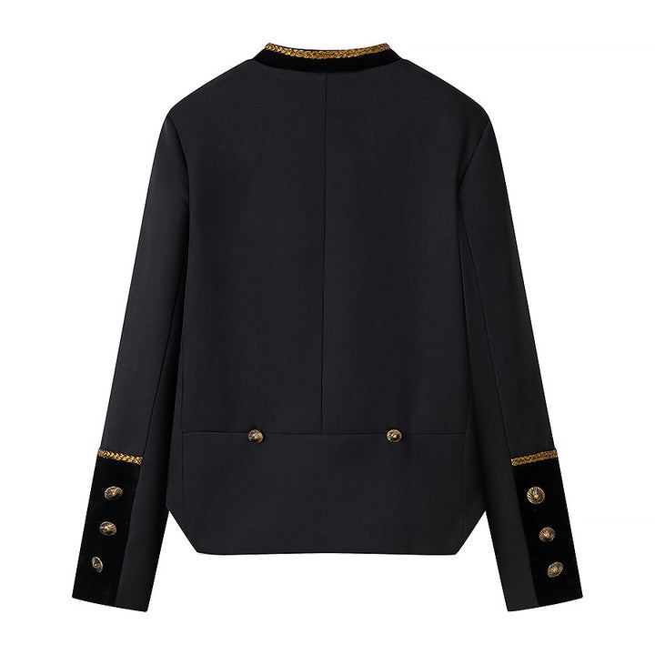 Damen Military-inspirierte Kurzjacke mit goldenen Zierborten Echo Archiv