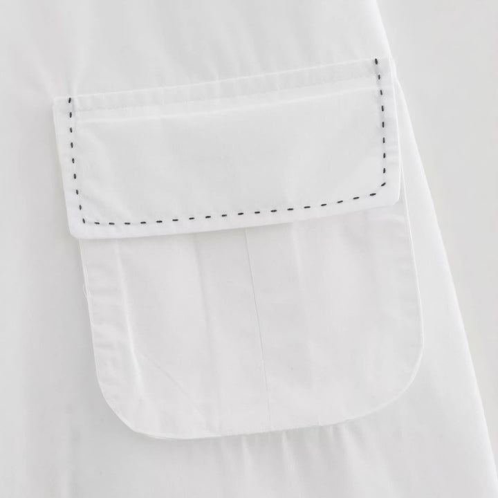Damen Hemdbluse mit Puffärmeln, aufgesetzten Brusttaschen und dekorativer Naht Echoarchiv
