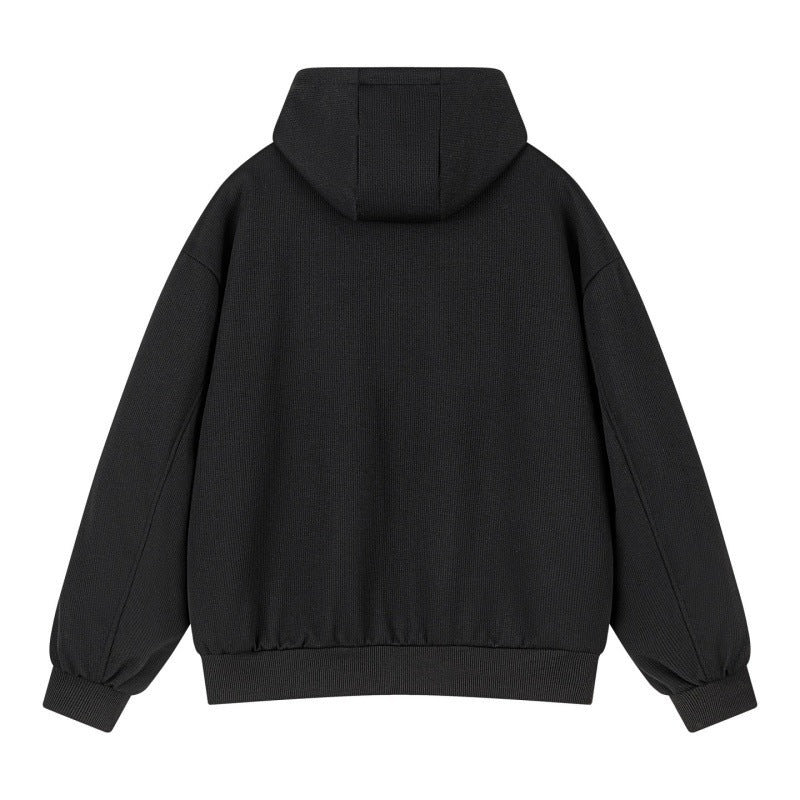 Unisex Oversize Kapuzen-Sweatjacke mit kontrastierenden Reißverschlüssen & geripptem Saum Echoarchiv