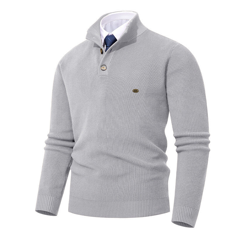 Herren Strickpullover mit Knopfdetails und modernem Stehkragen Echoarchiv