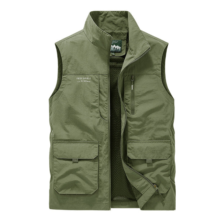 Herren Multifunktionale Utility-Weste mit Stehkragen und Mehrfachtaschen Echo Archiv
