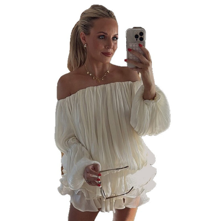 Damen luftiges Off-Shoulder Kleid mit Rüschenschnitt Echo Archiv