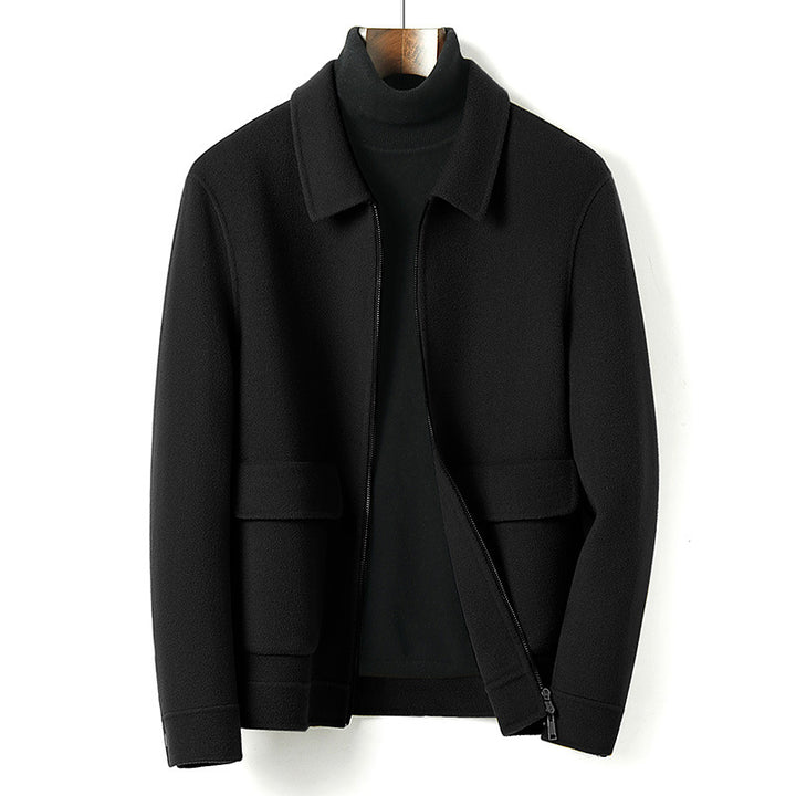 Herren Wollmix-Übergangsjacke mit Stehkragen, Reißverschluss und Pattentaschen Echoarchiv