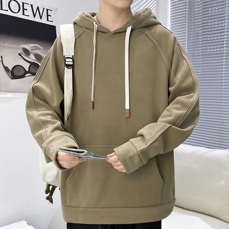 Herren Oversize Kapuzenpullover mit Kängurutasche Raglanärmeln und extra langen Kordeln Echo Archiv