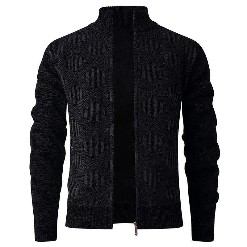 Herren Strickjacke mit strukturiertem Muster und hohem Kragen Echoarchiv
