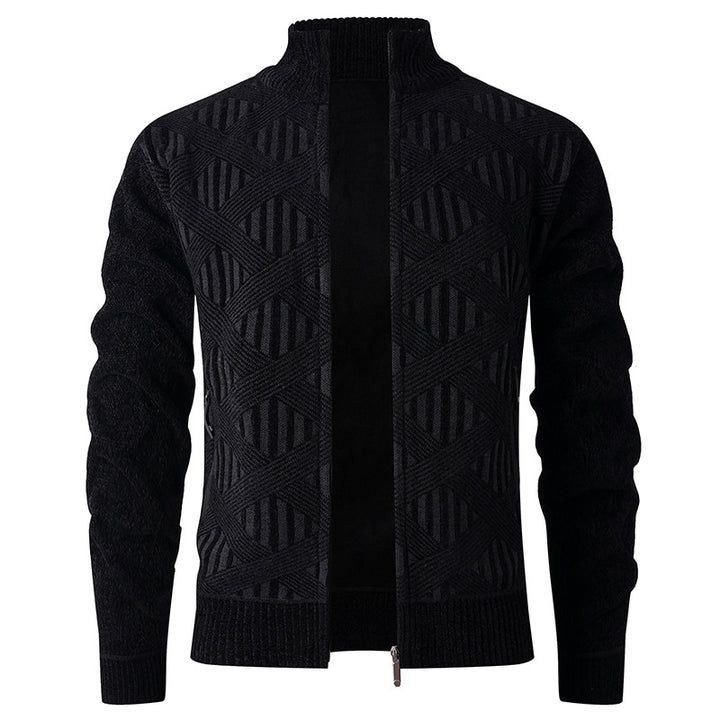Herren Strickjacke mit strukturiertem Muster und hohem Kragen Echoarchiv