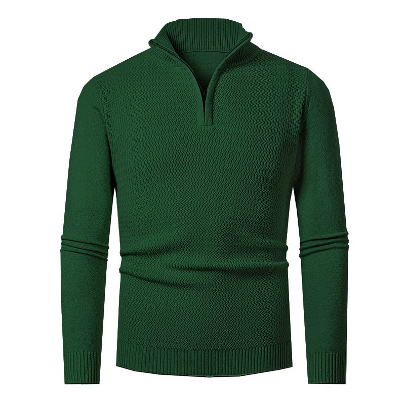 Herren nan Feinstrick-Halbzip-Pullover mit strukturierter Wellenoptik und Stehkragen Echo Archiv