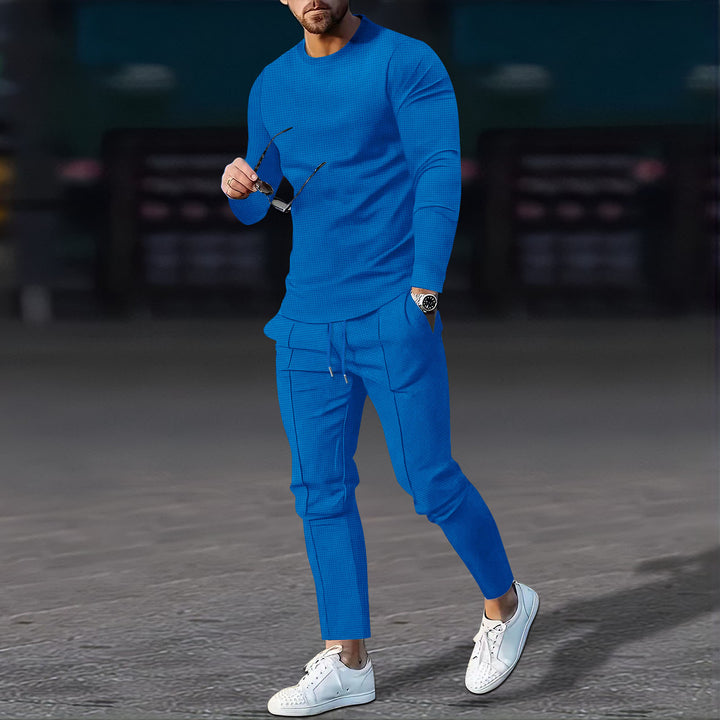 Herren sportlicher Langarmanzug mit atmungsaktivem Strukturdesign Echoarchiv