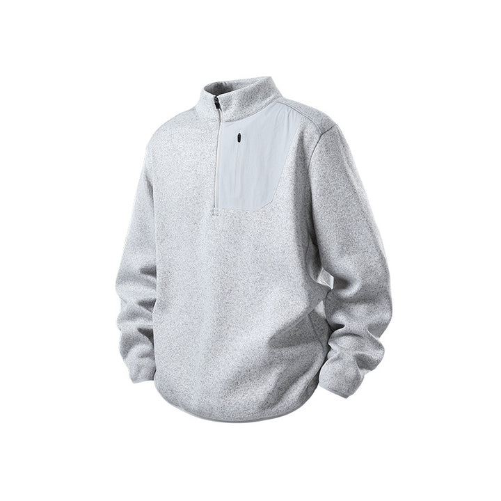 Herren Fleece-Halbzip-Pullover mit Stehkragen, Brustreißverschlusstasche und Relaxed-Fit Echo Archiv