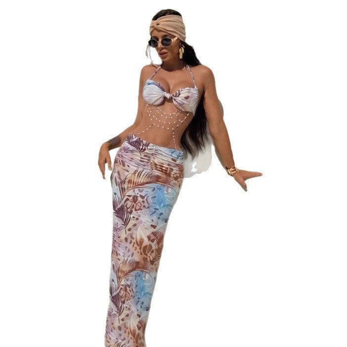 Damen Strandkleid mit trendigem Leo-Print und raffinierten Schnürdetails Echo Archiv