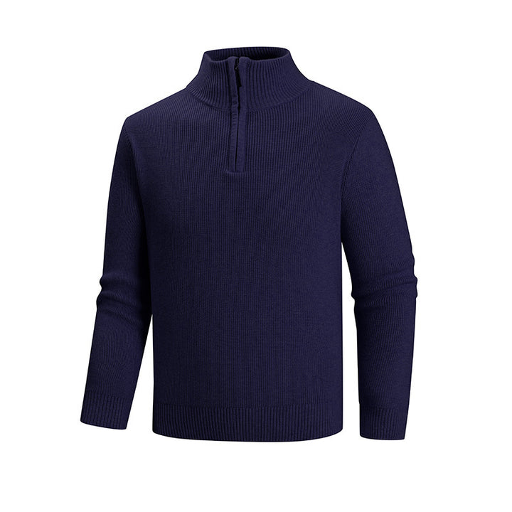 Herren modischer Strickpullover mit halbem Reißverschluss und strukturiertem Muster Echoarchiv