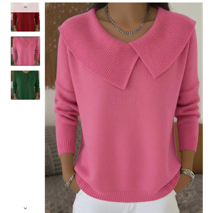 Damen nan grobgestrickter Pullover mit übergroßem Matrosenkragen und gerippten Abschlüssen Echo Archiv