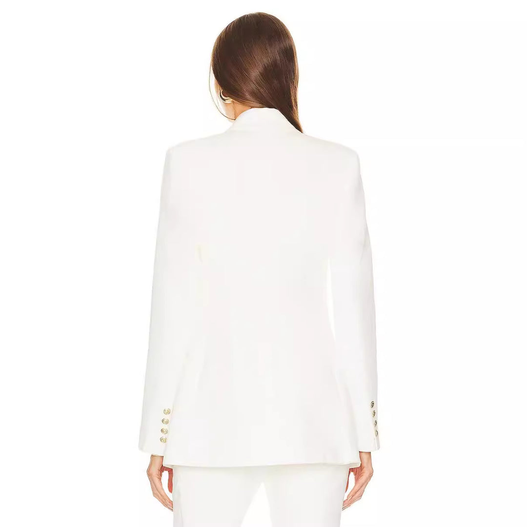 Damen Zweiteiliger Tailoring‑Anzug mit tailliertem Ein‑Knopf‑Blazer und ausgestellter Schlaghose Echoarchiv