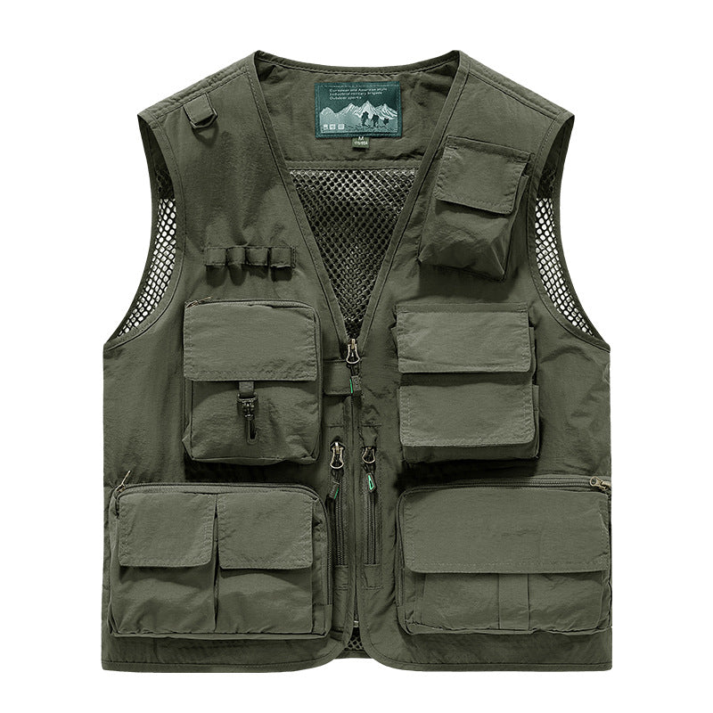 Herren Multifunktionale Outdoor-Utility‑Weste mit Mesh‑Innenfutter und zahlreichen Taschen – Marzano