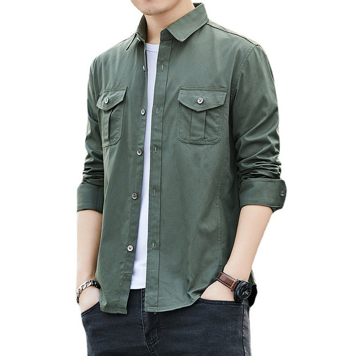 Herren Leichtes Military-inspiriertes Overshirt mit Epauletten und Brustpattentaschen Echoarchiv