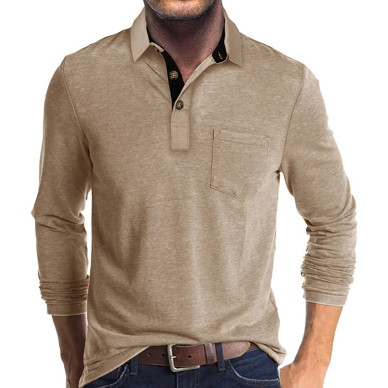 Herren Poloshirt mit langen Ärmeln und Brusttasche Echoarchiv