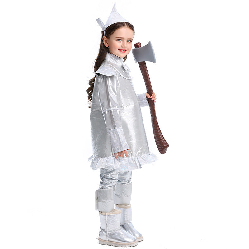 Mädchen Kostüm als Silberner Holzfäller mit detaillierten Accessoires Echo Archiv