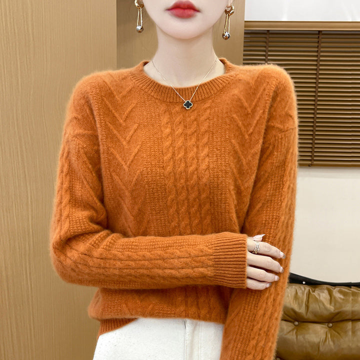 Damen Kurzpullover mit Zopfmuster, Rundhals und kaschmirähnlicher Weichheit Echoarchiv